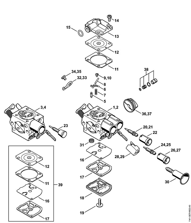 11411200611 CARBURETTOR C1QS246D Lawn & turfcare machinery parts