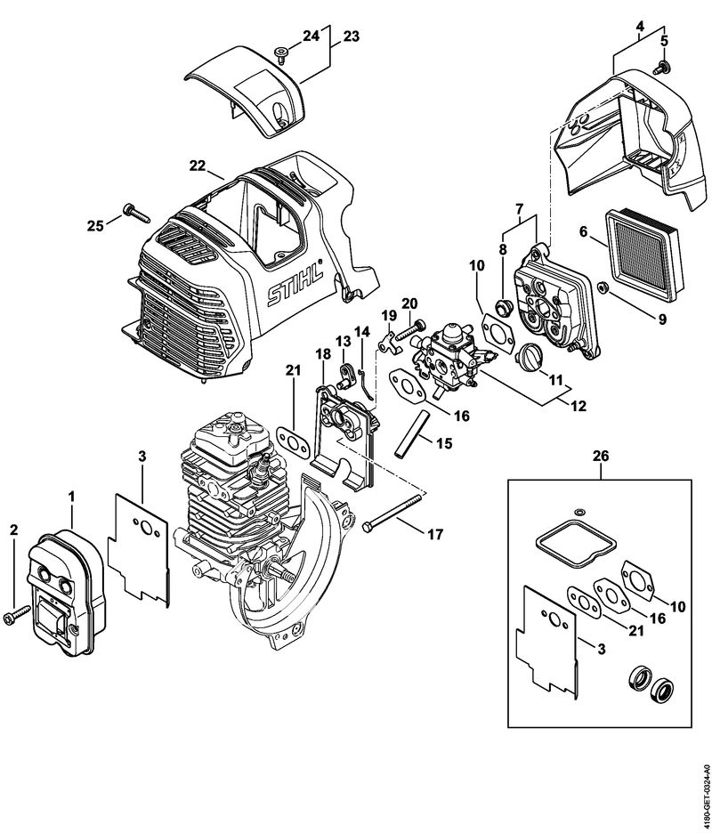 Stihl KM131 - Muffler, Air Filter