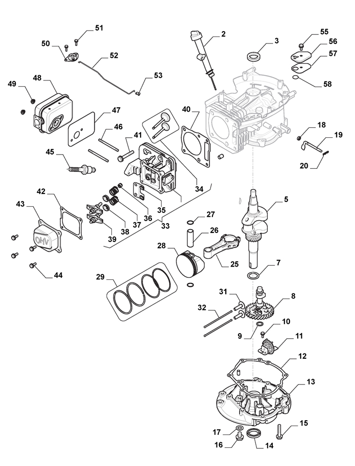 Stiga Combi 1066HQ - Engine, Piston, Crankshaft