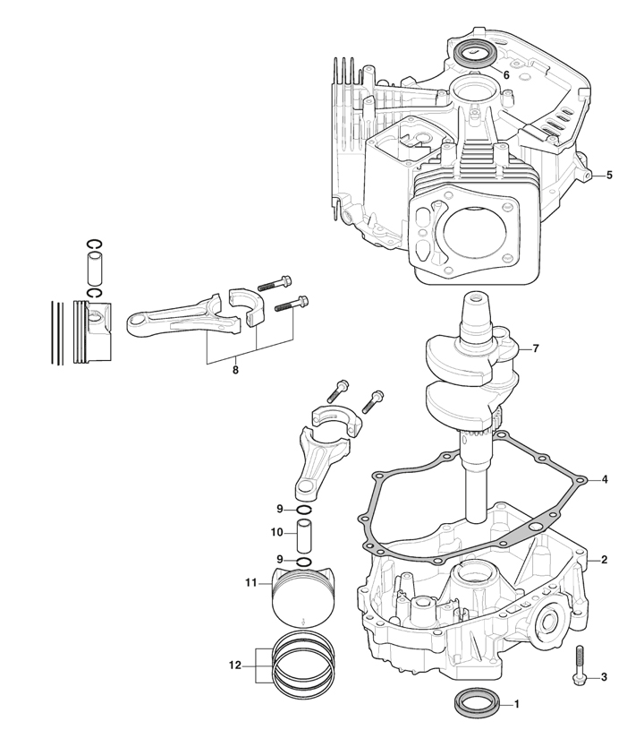 Stiga Tornado 2108HW 2T220481/ST1 - Piston, Crankshaft, Crankcase