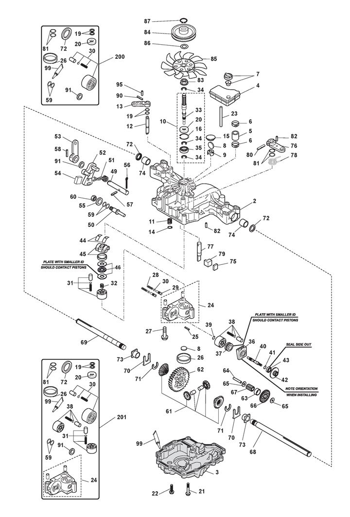 Stiga Tornado 6108HW 2T1845481/ST1 - Kanzaki Transaxle K46F S/N 0110385-99999