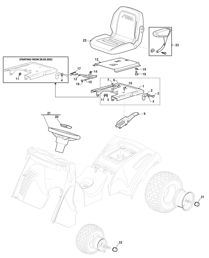 Stiga Estate Pro 9122 XWSY 2T1535381/ST1 - Seat, Steering Wheel