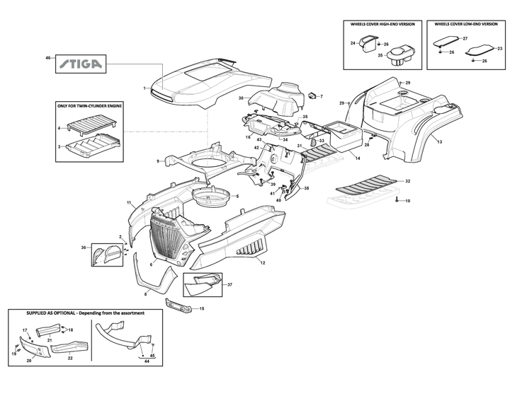 Stiga Estate 3084H 2T211028/14 - Body Work