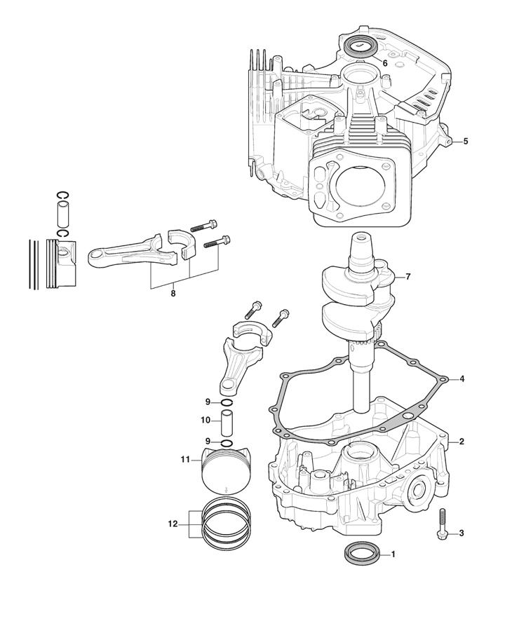 Stiga Tornado 6108HW 2T1845481/ST1 - Piston, Crankshaft, Crankcase