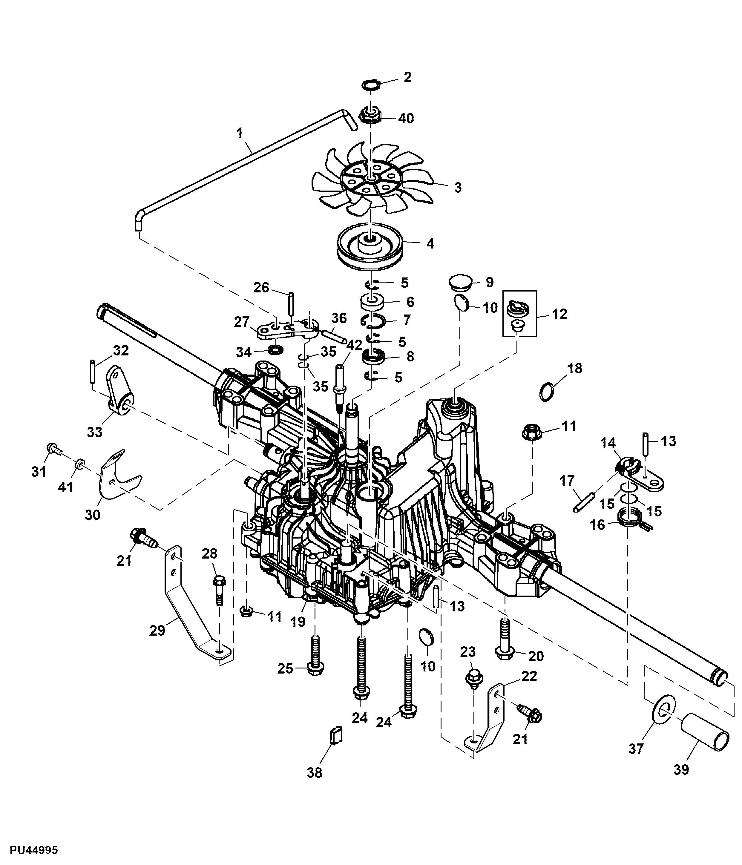 John Deere X107 - Transmission, Mounting Parts