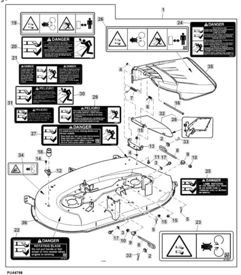 John Deere X107 – Mower Deck 42c Part 1 | Lawn & turfcare machinery parts