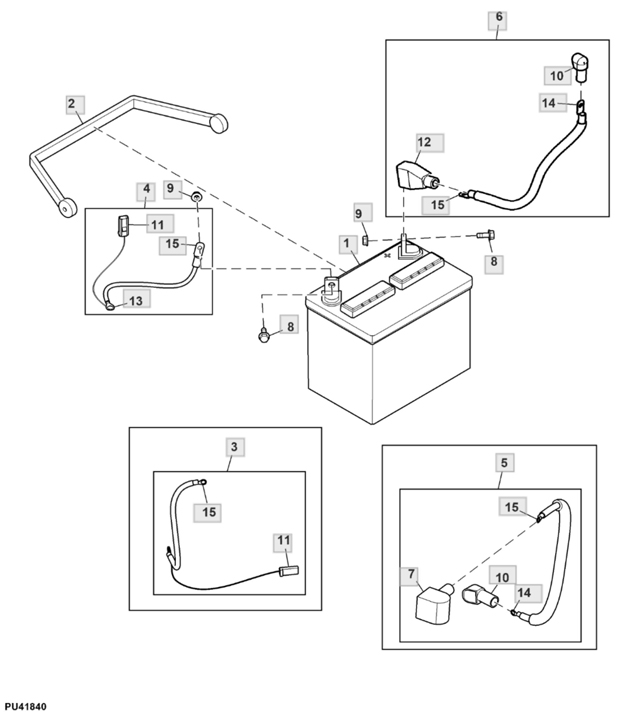 John Deere X350 - Battery, Cables