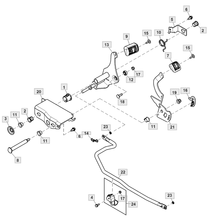 John Deere X167R - Forward, Reverse Pedal Linkage