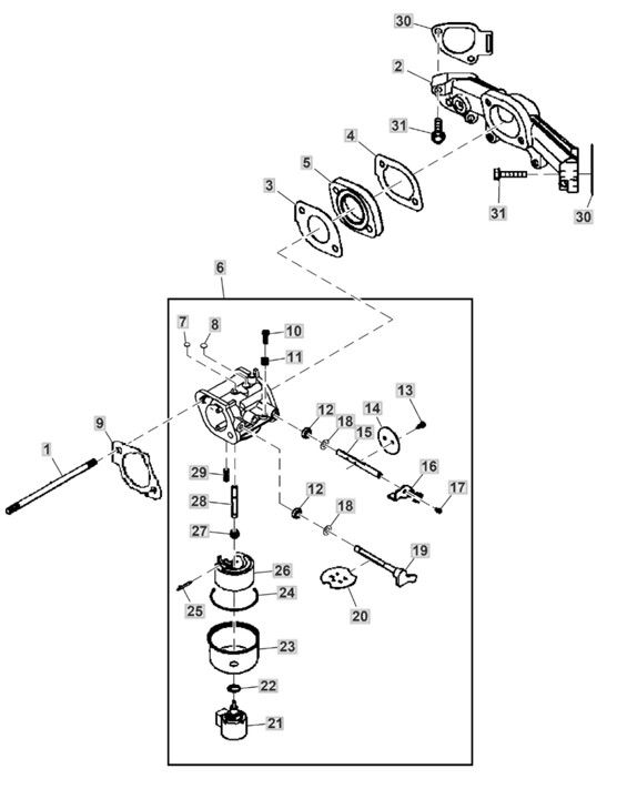 John Deere X350 - Carburetor, Intake Manifold