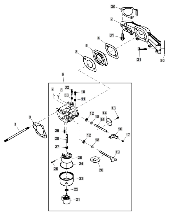 John Deere X350R - Carburetor, Intake Manifold 110001-