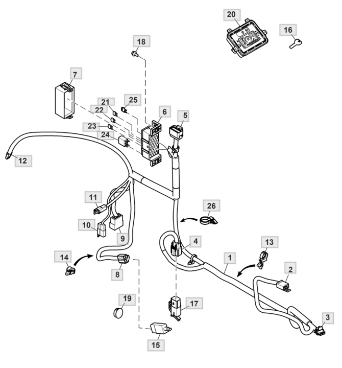 John Deere X350 - Chassis Wiring Harness ST841045