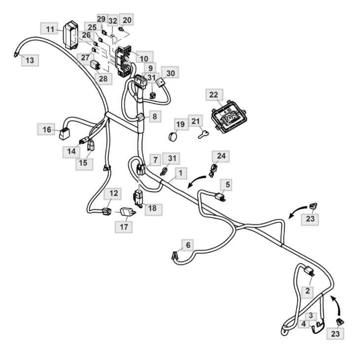 John Deere X350R - Chassis Wiring Harness -110000