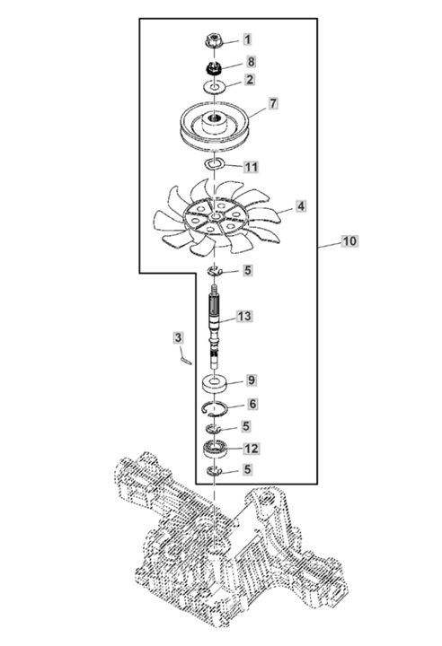 John Deere X350 - Transaxle Pump Shaft