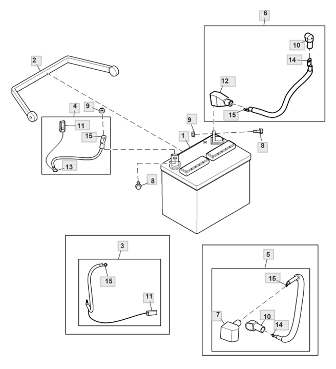 John Deere X354 - Battery, Cable