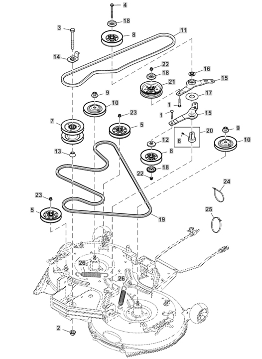 John Deere X354 - Belt Drive, Sheaves 42m