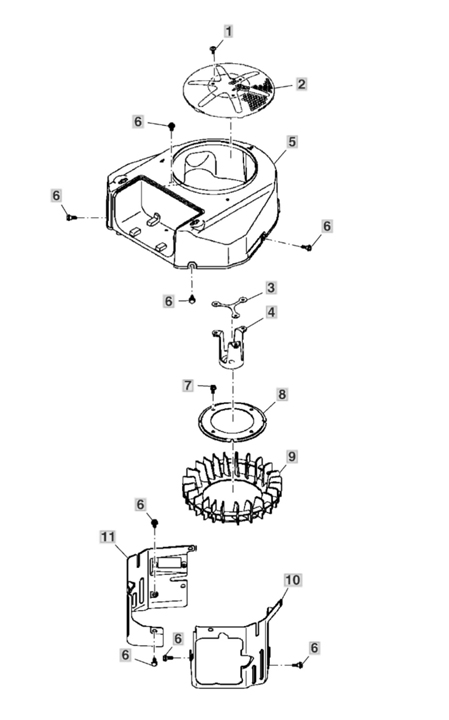 John Deere X354 - Flywheel, Fan Housing,Engine Shroud (110000-)