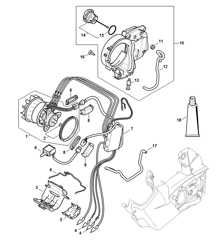 Stihl MSA161T - Electric Motor, Module, Oil Tank