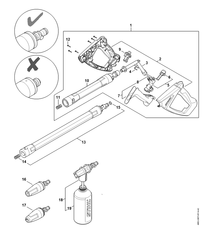 Stihl RE130 Plus - Spray Gun, Lance A