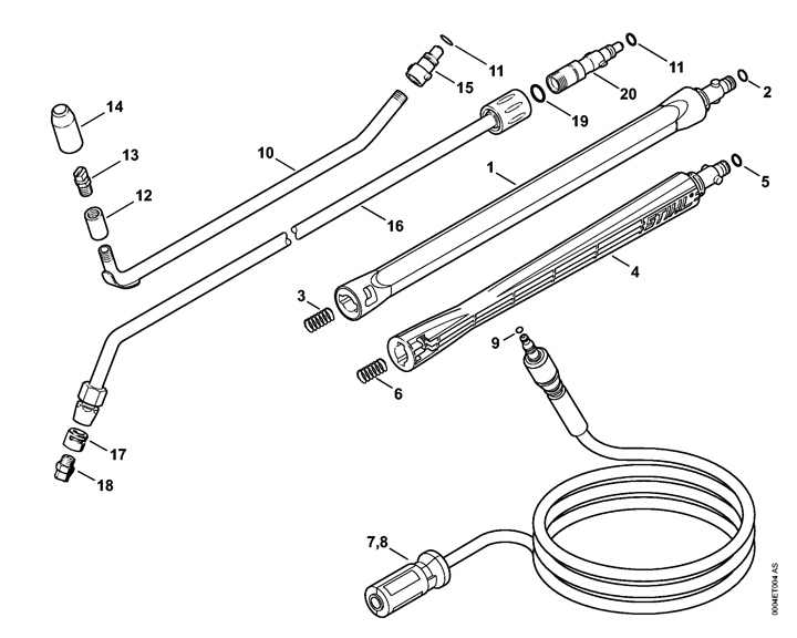 Stihl RE130 Plus - Spray Lance, High Pressure Hose 06-2019